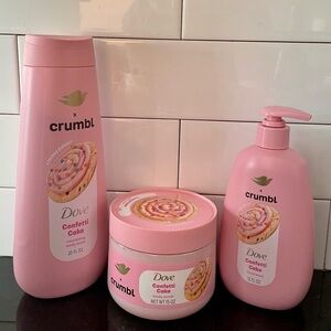 New! Bundle of 3 Dove x Crumbl Confetti Cake Body Care Set scrub wash soap